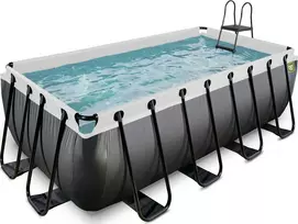 Baseinas EXIT Juodas Leather 400x200x122 cm su smėlio filtro siurbliu, juodas