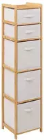 5five Simply Smart Bamboo Aukšta bambukinė knygų lentyna TIDY su 5 medžiaginiais krepšeliais, aukštis 144,3 cm