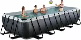 EXIT Juodas Leather baseinas 540x250x100 cm su filtravimo siurbliu, juodas