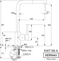 Maišytuvas su ištr. žarna Kernau KWT 06A PO 60007 Juodas METALLIC