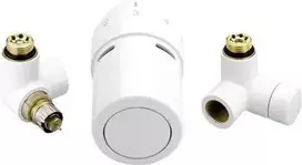 DANFOSS RTX tipo vožtuvų komplektas su grįžtamojo vandens termostatu, kuris matuoja vandens temperatūrą. Valdymo vožtuvo / RTX grįžtamojo vandens termostato montavimas kairėje pusėje.