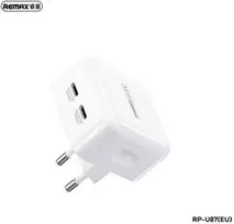 Sieninis įkroviklis REMAX RP-U87 35W PD+QC GaN 2×USB-C, greitas