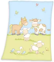Baby Best Kocyk su mikrofibry 75x100 Farma Krówka 7520 Konik Owieczka Kura pled dziecięcy