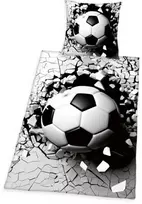 MCU Patalynė medvilnė 135x200 Futbolo kamuolys pilka juoda pagalvės užvalkalas 80x80 H23