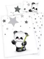 MCU Patalynė medvilninis 100x135 Panda žvaigždės baltas kamuoliukas lovelei 2023
