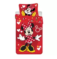 Patalynė bawełniana 140x200 Myszka Mini raudona serca Minnie Mouse poszewka 70x90 August 23