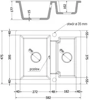 Granitinė virtuvinė plautuvė Mexen Carlos su maišytuvu ir sifonu, Juodas granite+Chrome