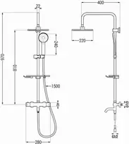 Vonios-dušo sistema su termostatu Mexen KT40, Baltas