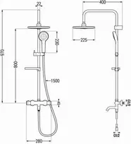 Vonios-dušo sistema su termostatu Mexen KX05, Gold/Baltas