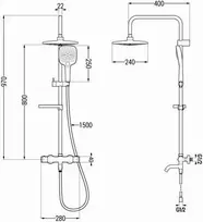 Vonios-dušo sistema su termostatu Mexen KX17, Chrome