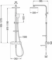 Vonios-dušo sistema su termostatu Mexen CQ62, Chrome