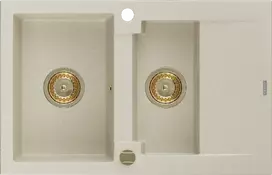 Granitinė virtuvinė plautuvė Mexen Gaspar su sifonu, rusvai gelsvas+Gold, 737 x 475 mm