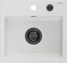 Granitinė virtuvinė plautuvė Mexen Milo su sifonu, Baltas+Juodas, 435 x 410 mm