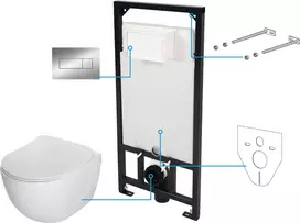Potinkinis WC komplektas Deante Peonia 6in1, CDES6ZPW, Baltas/Chrome