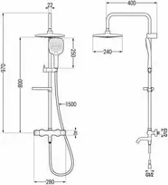 Vonios-dušo sistema su termostatu Mexen KX17, Chrome/Baltas