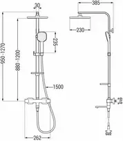 Vonios-dušo sistema su termostatu Mexen CQ33, Chrome