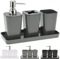 Mondex Vonios aksesuarų rinkinys BATHROOM SOLUTIONS, polistirenas, trijų sp., 4 dalių