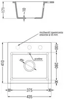 Granitinė virtuvinė plautuvė Mexen Milo su maišytuvu ir sifonu, Juodas granite+Chrome