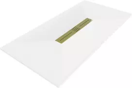 Stačiakampis dušo padėklas Mexen Toro SMC su sifonu, 170 x 90 cm, Baltas+Gold