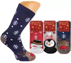 Kalėdinės frotinės termo kojinės moterims Happy Christmas, 3 poros