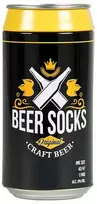 Kojinės vyrams skardinėje Beer socks Save water drink beer, juoda/geltona 42-47