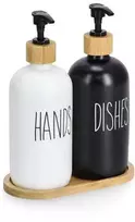 Zeller Skysčių ir muilo dozatorių rinkinys su bambukiniu stovu, 2 x 500 ml
