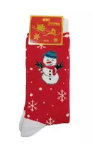 Unisex kalėdinės termo kojinės Merry Christmas, Sniego senis, raudonos