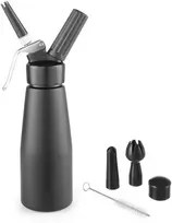 N2O Kitchen Line plaktos grietinėlės sifonų rinkinys + 3 antgaliai 0,5L - juodas - HENDI 588420