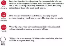 SEEK TOTI 20W Type-C PD Portable Wall Fast Charger, Baltas