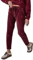 Moteriškos velvetinės bordo spalvos laisvalaikio kelnės Velvi