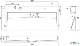 Konglomerato praustuvas Mexen Ava 2/O, 100x46 cm