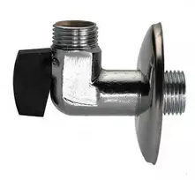 GUSTAVSBERG Securex chromuotas kampinis rutulinis vožtuvas 1/2" nipelis/nipelis be rankenos ir su rozete