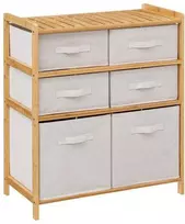 5five Simply Smart Bamboo TIDY bambukinė lentyna su 6 medžiaginiais krepšeliais, aukštis 78,5 cm