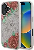 Guess GUHMP16SP4ROPEMCP Apple iPhone 16 6.1" dėklas telefonui rožinės spalvos 4G Flowers Print MagSafe