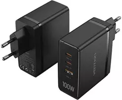 Vention FEGB0-EU 2xUSB-C 1xUSB-A 100W/100W/30W GaN tinklo įkroviklis (juodas)