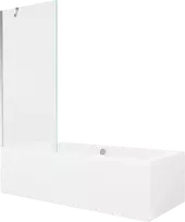 Vonia Mexen Cube su apdaila ir stiklo sienele, 170x80 cm + 80 cm, Baltas+Chrome/Transparent