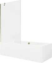 Vonia Mexen Cube su apdaila ir stiklo sienele, 180x80 cm + 100 cm, Baltas+Gold/Transparent