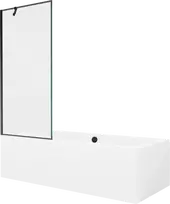 Vonia Mexen Cube su apdaila ir stiklo sienele, 170x80 cm + 80 cm, Baltas+Juodas frame