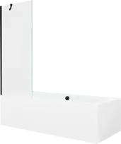 Vonia Mexen Cube su apdaila ir stiklo sienele, 180x80 cm + 70 cm, Baltas+Juodas/Transparent