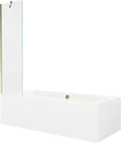 Vonia Mexen Cube su apdaila ir stiklo sienele, 180x80 cm + 50 cm, Baltas+Gold/Transparent