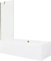 Vonia Mexen Cube su apdaila ir stiklo sienele, 180x80 cm + 70 cm, Baltas+Gold/Transparent