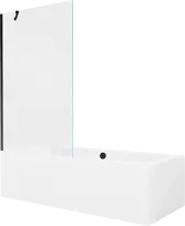 Vonia Mexen Cube su apdaila ir stiklo sienele, 180x80 cm + 100 cm, Baltas+Juodas/Transparent
