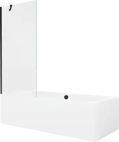 Vonia Mexen Cube su apdaila ir stiklo sienele, 180x80 cm + 80 cm, Baltas+Juodas/Transparent