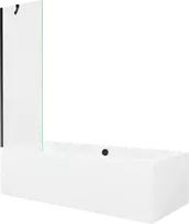 Vonia Mexen Cube su apdaila ir stiklo sienele, 180x80 cm + 60 cm, Baltas+Juodas/Transparent