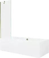 Vonia Mexen Cube su apdaila ir stiklo sienele, 180x80 cm + 60 cm, Baltas+Gold/Transparent