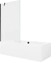 Vonia Mexen Cube su apdaila ir stiklo sienele, 170x80 cm + 100 cm, Baltas+Juodas/Transparent