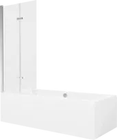 Vonia Mexen Cube su apdaila ir stiklo sienele, 170x80 cm + 80 cm (II), Baltas+Chrome/Transparent