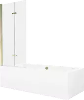 Vonia Mexen Cube su apdaila ir stiklo sienele, 180x80 cm + 80 cm (II), Baltas+Gold/Transparent