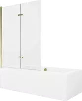 Vonia Mexen Cube su apdaila ir stiklo sienele, 180x80 cm + 120 cm (II), Baltas+Gold/Transparent