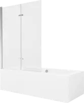 Vonia Mexen Cube su apdaila ir stiklo sienele, 180x80 cm + 120 cm (II), Baltas+Chrome/Transparent